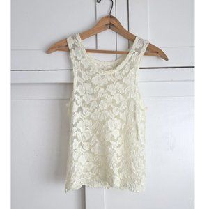 Ivory Sheer Stretch Lace Tank